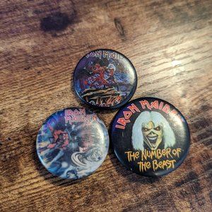 Vintage Iron Maiden Pins.  In good condition.